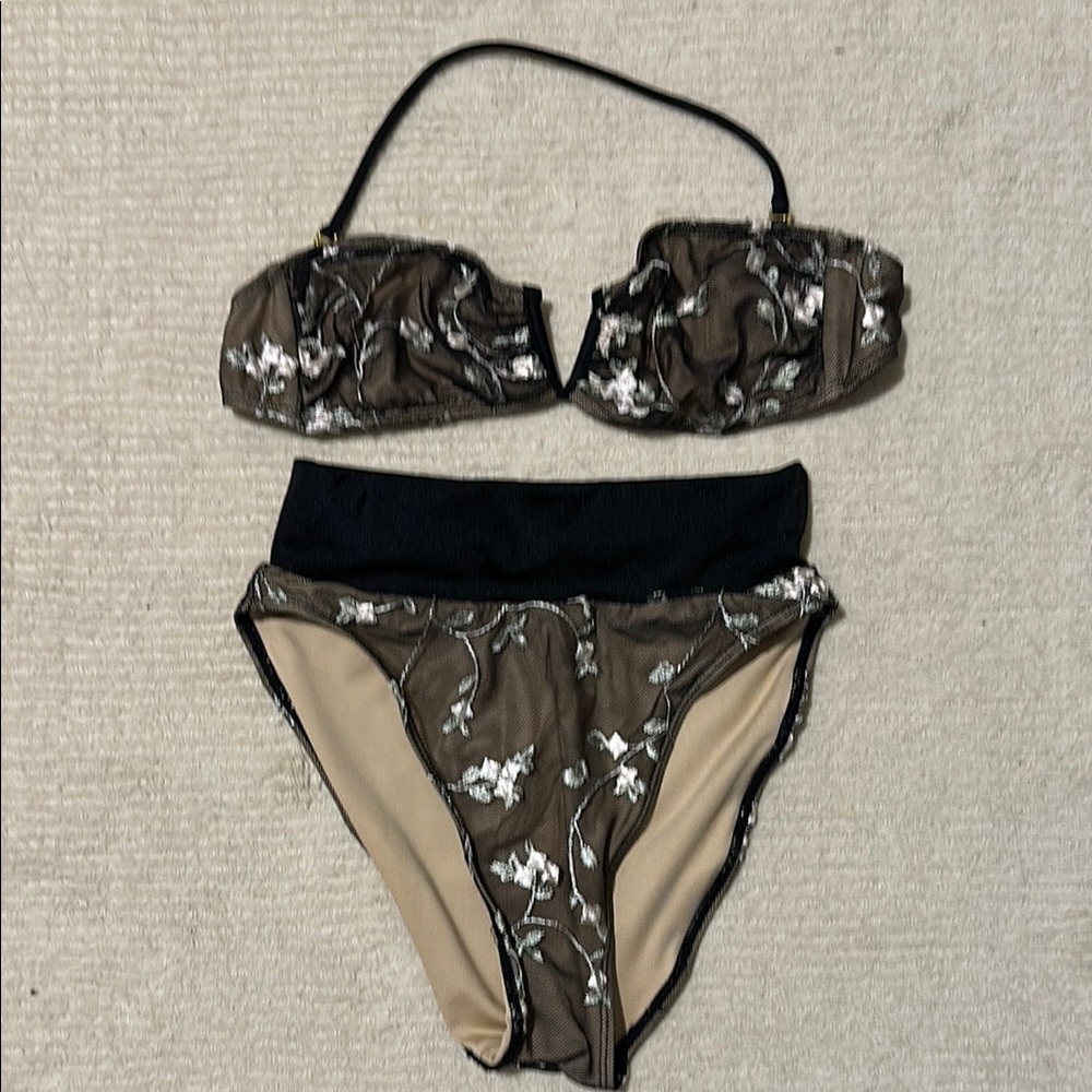 Floral Bikini Set with High-Waisted Bottoms